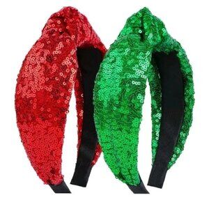 Christmas Knot Headbands for Women Sequins Hairbands Wide Glitter Headband Girls